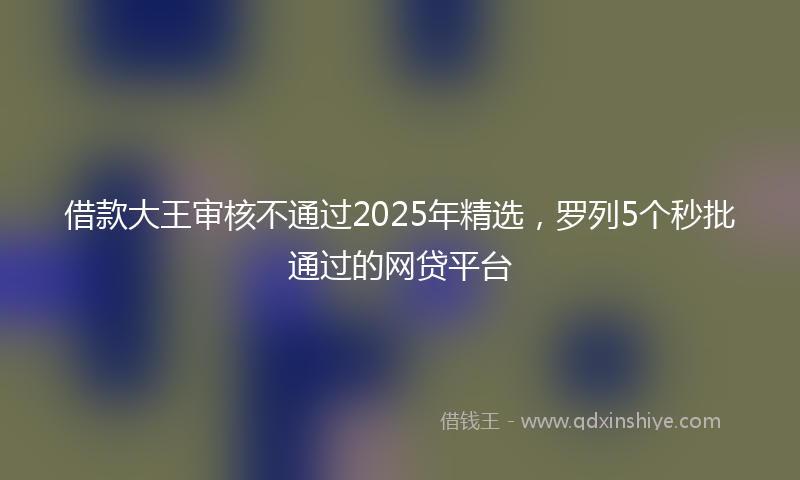 借款大王审核不通过2025年精选，罗列5个秒批通过的网贷平台