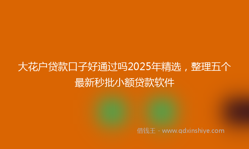 大花户贷款口子好通过吗2025年精选，整理五个最新秒批小额贷款软件