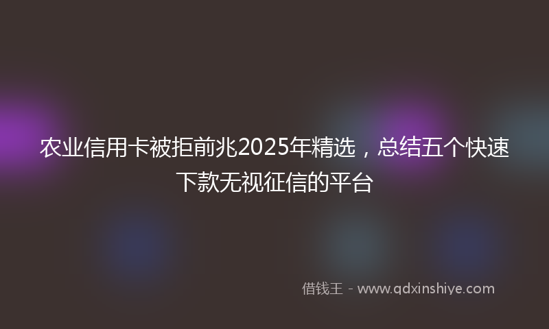 农业信用卡被拒前兆2025年精选，总结五个快速下款无视征信的平台