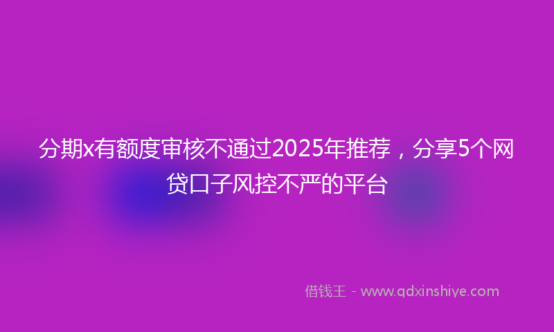 分期x有额度审核不通过2025年推荐，分享5个网贷口子风控不严的平台
