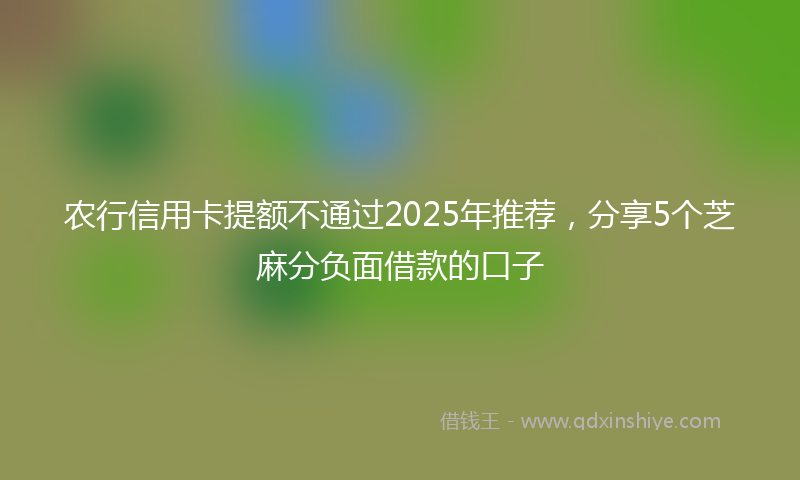 农行信用卡提额不通过2025年推荐，分享5个芝麻分负面借款的口子