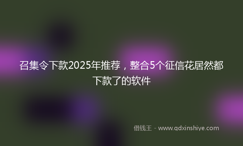 召集令下款2025年推荐，整合5个征信花居然都下款了的软件