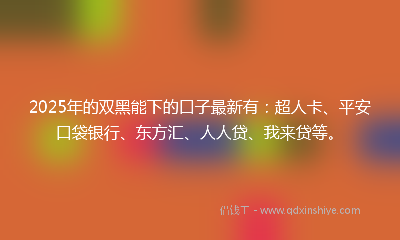 2025年的双黑能下的口子最新有：超人卡、平安口袋银行、东方汇、人人贷、我来贷等。