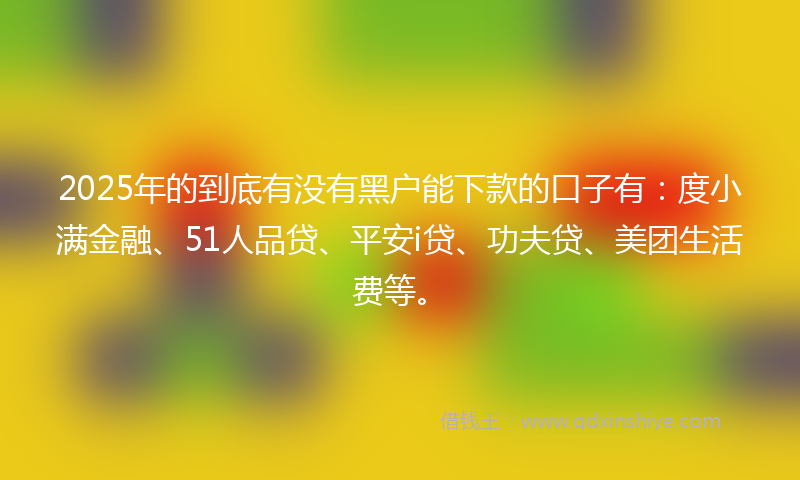 2025年的到底有没有黑户能下款的口子有：度小满金融、51人品贷、平安i贷、功夫贷、美团生活费等。