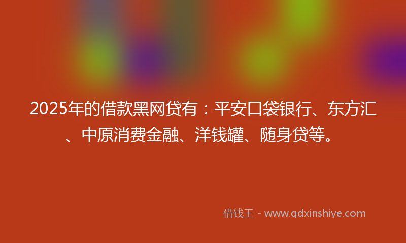 2025年的借款黑网贷有：平安口袋银行、东方汇、中原消费金融、洋钱罐、随身贷等。
