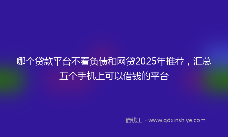 哪个贷款平台不看负债和网贷2025年推荐，汇总五个手机上可以借钱的平台