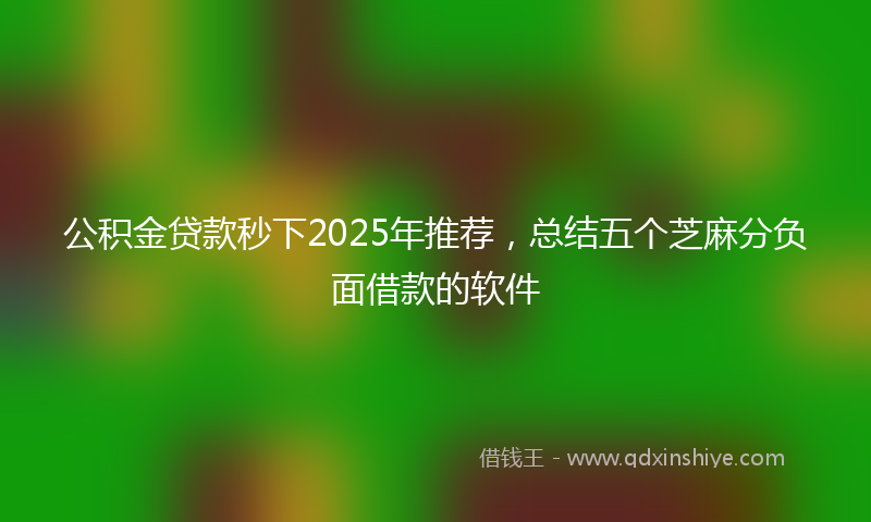 公积金贷款秒下2025年推荐，总结五个芝麻分负面借款的软件