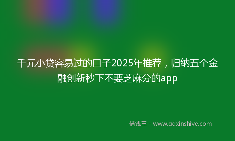 千元小贷容易过的口子2025年推荐，归纳五个金融创新秒下不要芝麻分的app