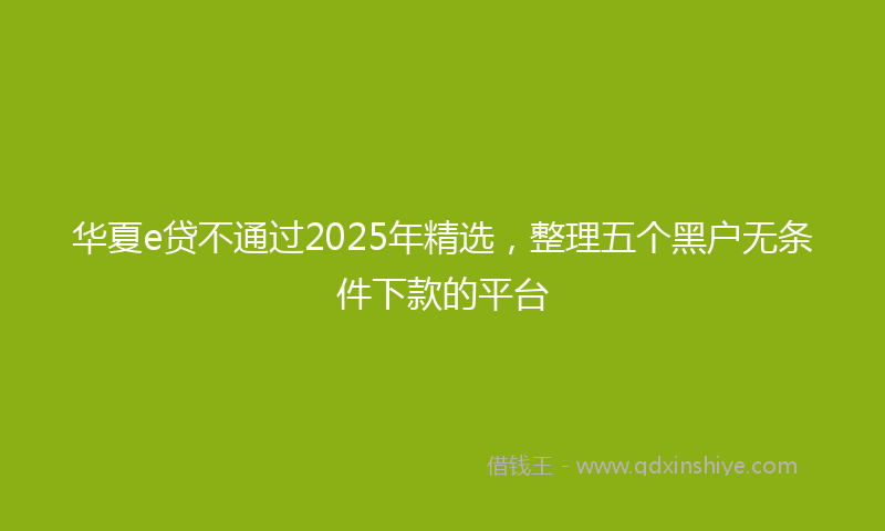 华夏e贷不通过2025年精选，整理五个黑户无条件下款的平台
