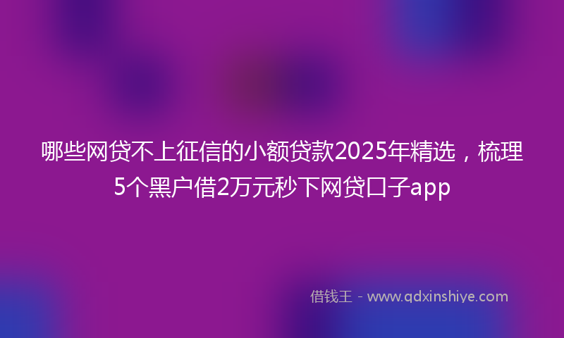 哪些网贷不上征信的小额贷款2025年精选，梳理5个黑户借2万元秒下网贷口子app