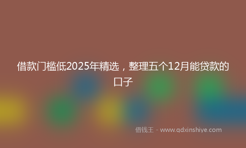 借款门槛低2025年精选，整理五个12月能贷款的口子