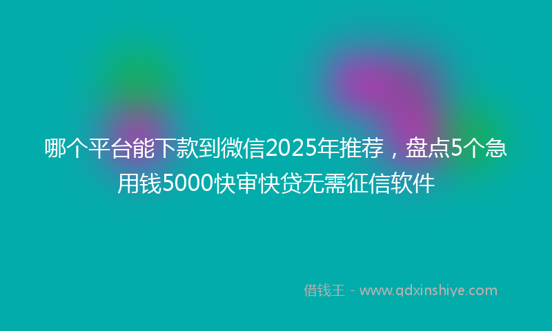 哪个平台能下款到微信2025年推荐，盘点5个急用钱5000快审快贷无需征信软件