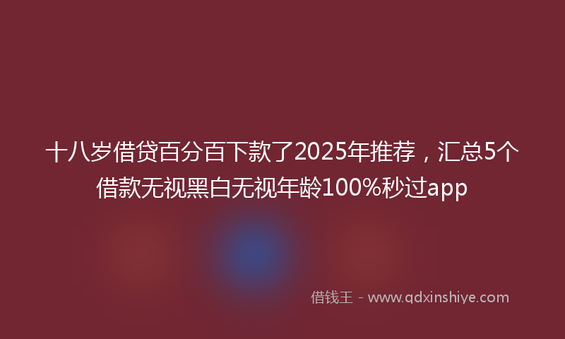 十八岁借贷百分百下款了2025年推荐，汇总5个借款无视黑白无视年龄100%秒过app