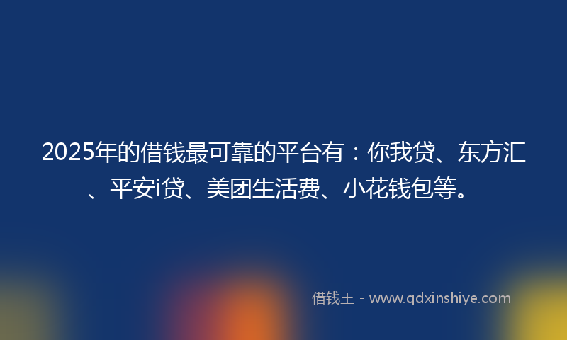 2025年的借钱最可靠的平台有：你我贷、东方汇、平安i贷、美团生活费、小花钱包等。