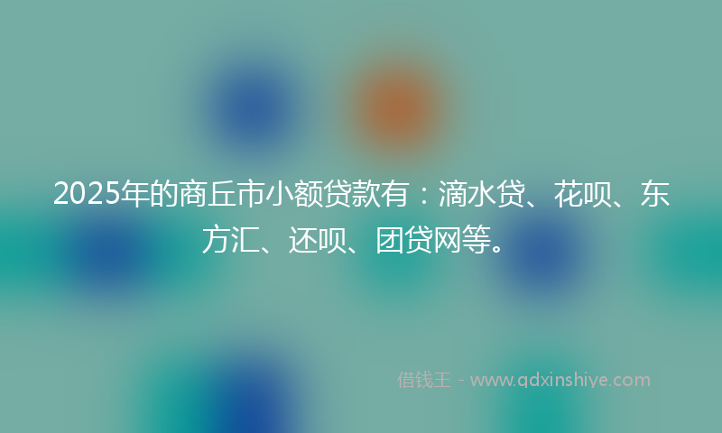 2025年的商丘市小额贷款有：滴水贷、花呗、东方汇、还呗、团贷网等。