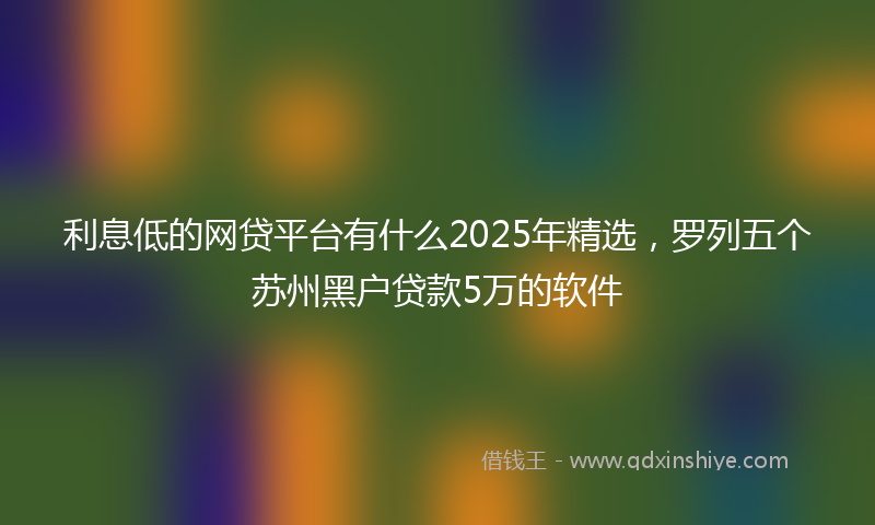 利息低的网贷平台有什么2025年精选，罗列五个苏州黑户贷款5万的软件