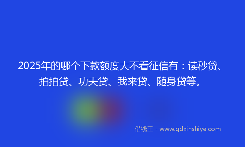 2025年的哪个下款额度大不看征信有：读秒贷、拍拍贷、功夫贷、我来贷、随身贷等。