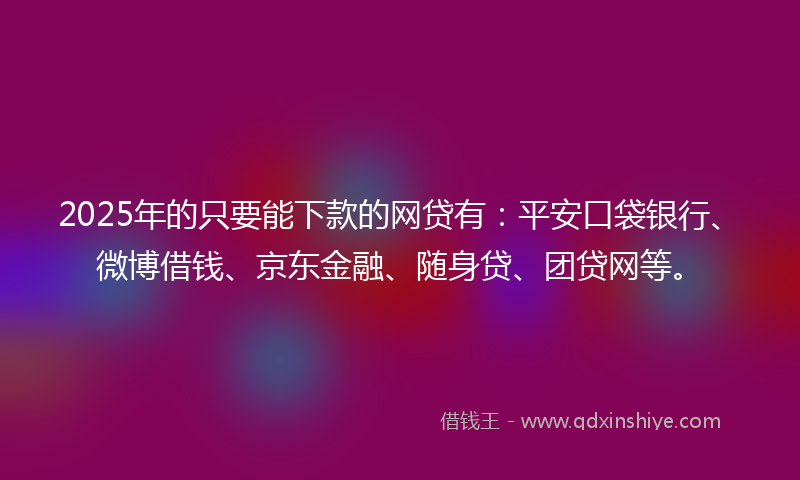 2025年的只要能下款的网贷有：平安口袋银行、微博借钱、京东金融、随身贷、团贷网等。