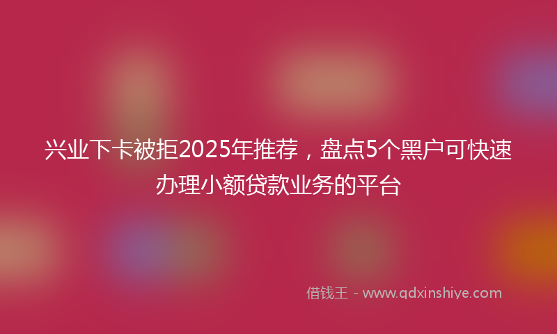 兴业下卡被拒2025年推荐，盘点5个黑户可快速办理小额贷款业务的平台