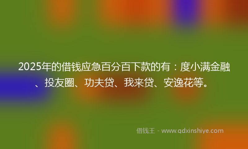 2025年的借钱应急百分百下款的有：度小满金融、投友圈、功夫贷、我来贷、安逸花等。