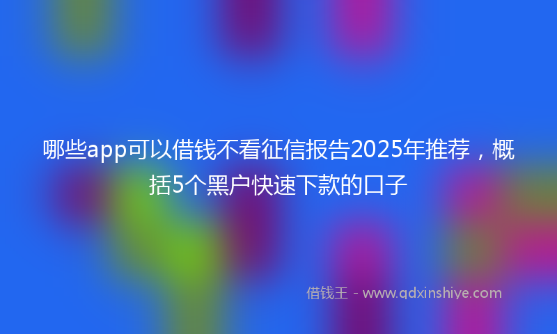 哪些app可以借钱不看征信报告2025年推荐，概括5个黑户快速下款的口子