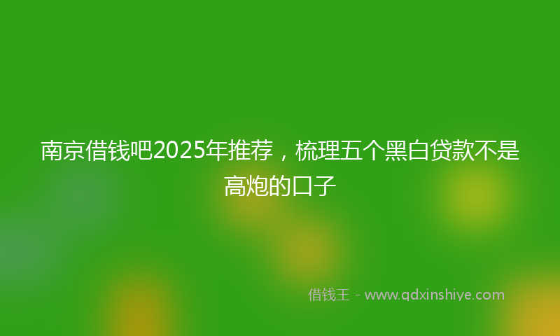 南京借钱吧2025年推荐，梳理五个黑白贷款不是高炮的口子