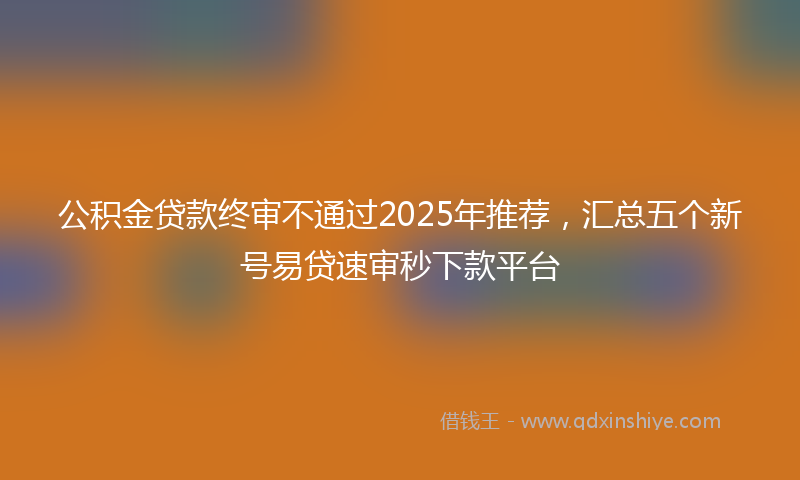 公积金贷款终审不通过2025年推荐，汇总五个新号易贷速审秒下款平台
