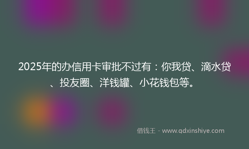 2025年的办信用卡审批不过有：你我贷、滴水贷、投友圈、洋钱罐、小花钱包等。