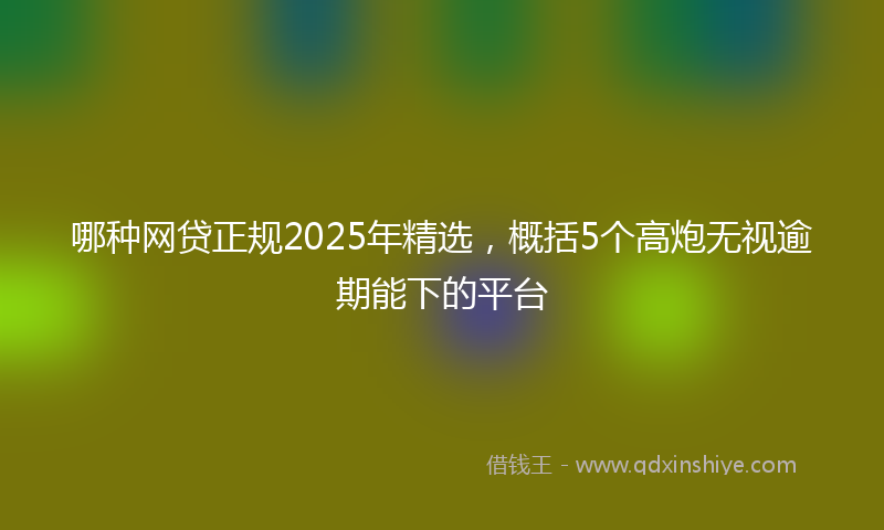 哪种网贷正规2025年精选，概括5个高炮无视逾期能下的平台