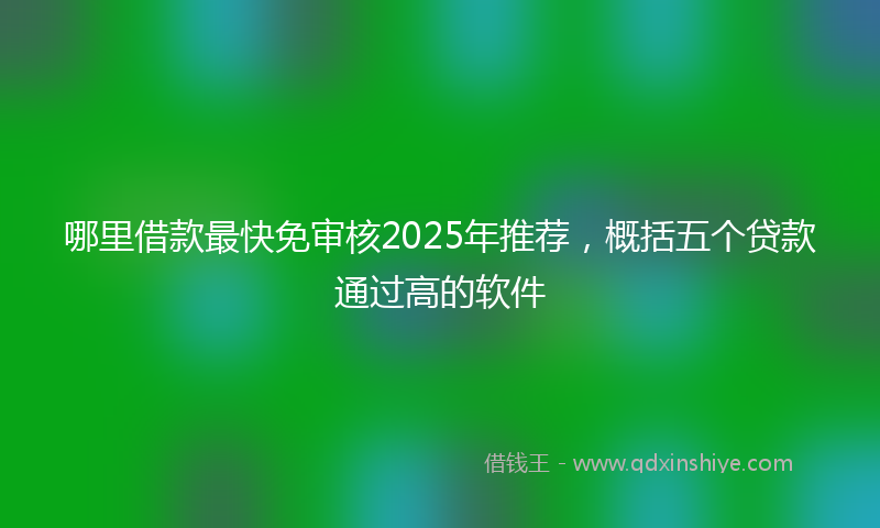 哪里借款最快免审核2025年推荐，概括五个贷款通过高的软件