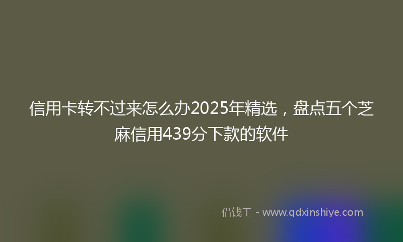 信用卡转不过来怎么办2025年精选，盘点五个芝麻信用439分下款的软件