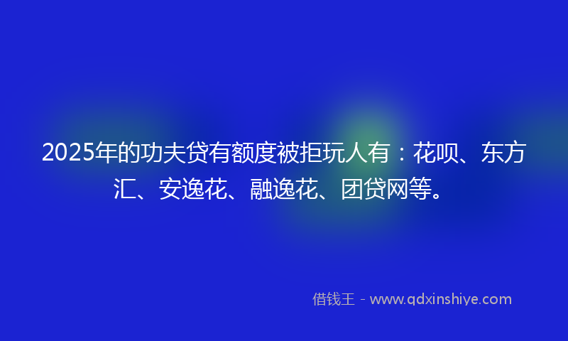 2025年的功夫贷有额度被拒玩人有：花呗、东方汇、安逸花、融逸花、团贷网等。