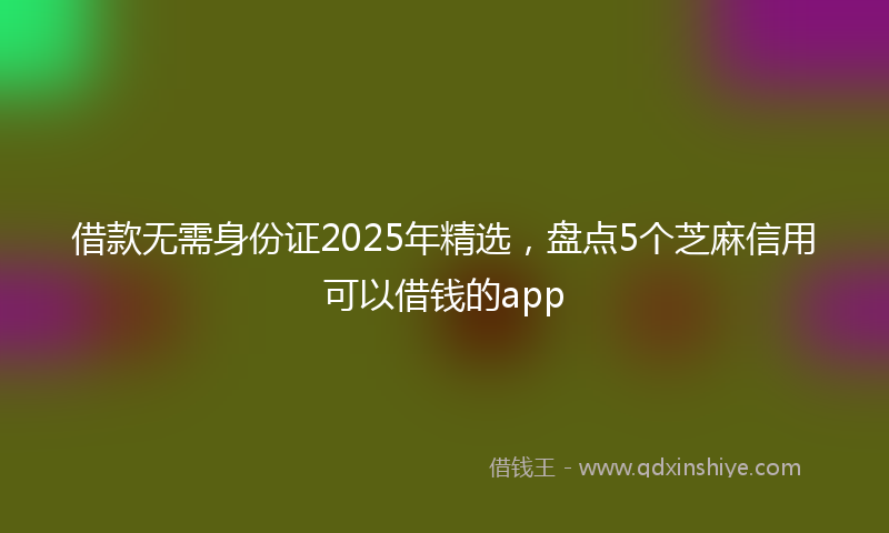 借款无需身份证2025年精选，盘点5个芝麻信用可以借钱的app