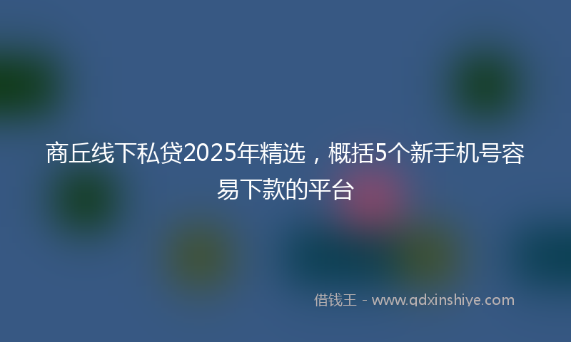 商丘线下私贷2025年精选，概括5个新手机号容易下款的平台
