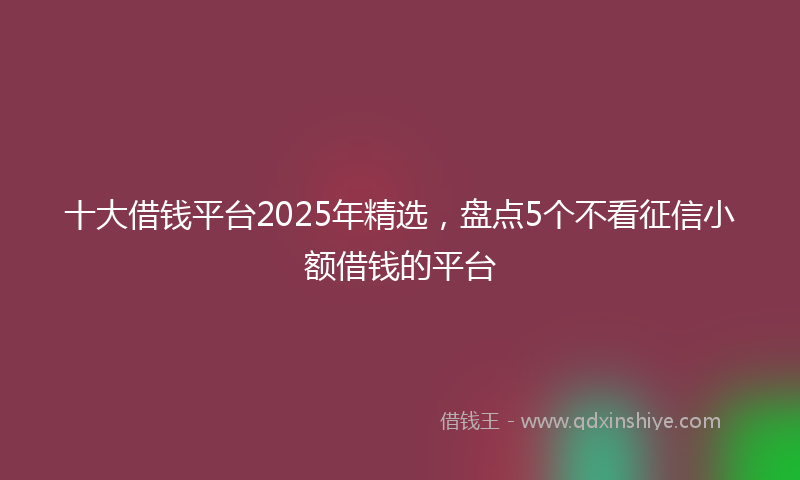 十大借钱平台2025年精选，盘点5个不看征信小额借钱的平台