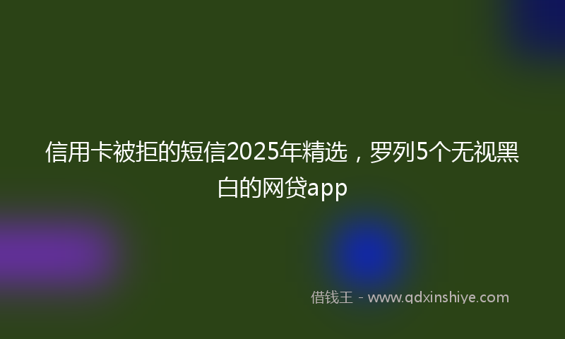 信用卡被拒的短信2025年精选，罗列5个无视黑白的网贷app