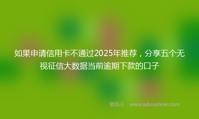 如果申请信用卡不通过2025年推荐，分享五个无视征信大数据当前逾期下款的口子