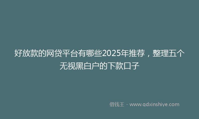 好放款的网贷平台有哪些2025年推荐，整理五个无视黑白户的下款口子