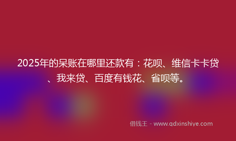 2025年的呆账在哪里还款有：花呗、维信卡卡贷、我来贷、百度有钱花、省呗等。