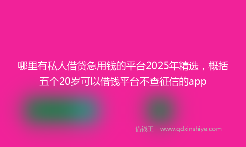 哪里有私人借贷急用钱的平台2025年精选，概括五个20岁可以借钱平台不查征信的app