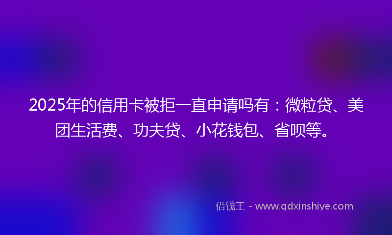 2025年的信用卡被拒一直申请吗有:微粒贷、美团生活费、功夫贷、小花钱包、省呗等。