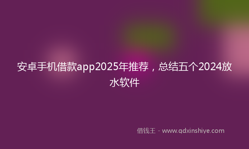 安卓手机借款app2025年推荐，总结五个2024放水软件
