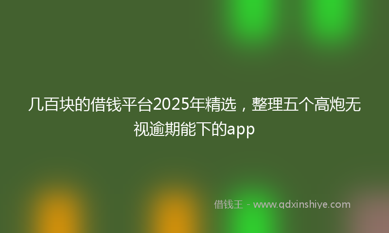 几百块的借钱平台2025年精选，整理五个高炮无视逾期能下的app