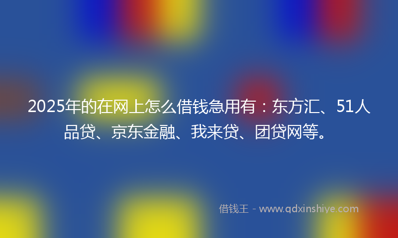 2025年的在网上怎么借钱急用有：东方汇、51人品贷、京东金融、我来贷、团贷网等。