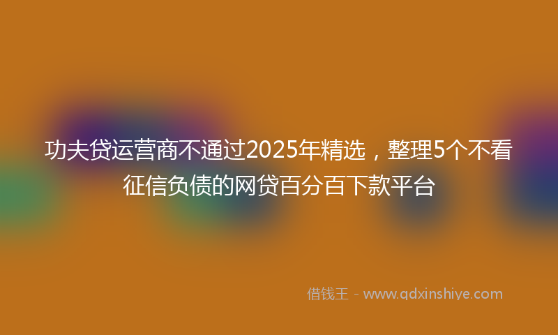 功夫贷运营商不通过2025年精选，整理5个不看征信负债的网贷百分百下款平台