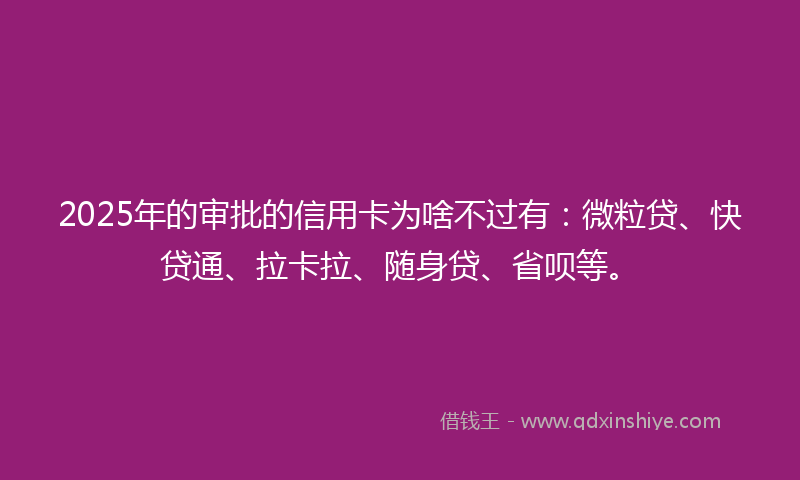 2025年的审批的信用卡为啥不过有：微粒贷、快贷通、拉卡拉、随身贷、省呗等。