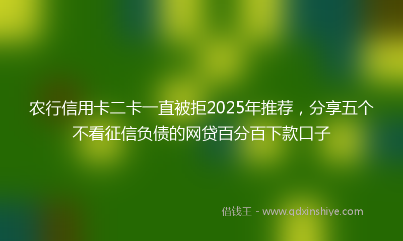 农行信用卡二卡一直被拒2025年推荐，分享五个不看征信负债的网贷百分百下款口子