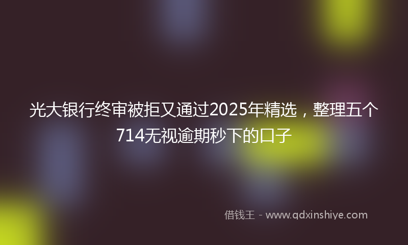 光大银行终审被拒又通过2025年精选，整理五个714无视逾期秒下的口子