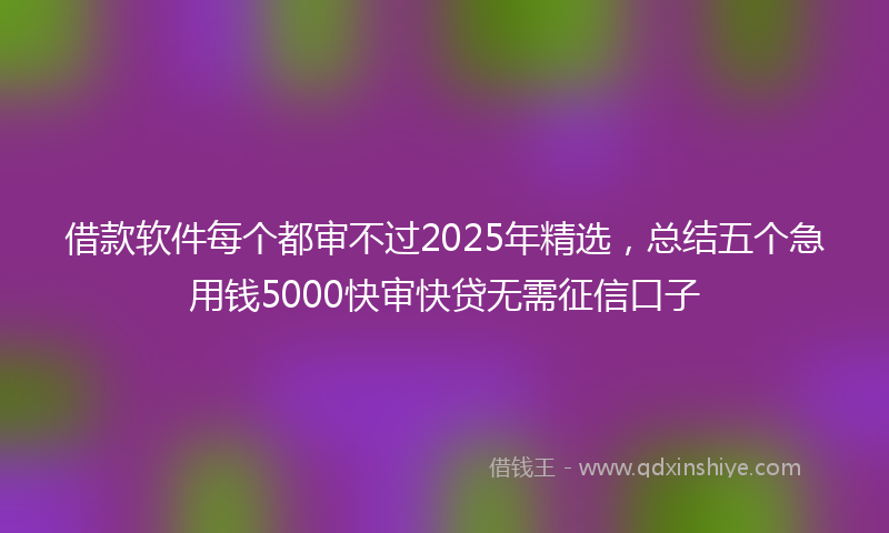 借款软件每个都审不过2025年精选，总结五个急用钱5000快审快贷无需征信口子