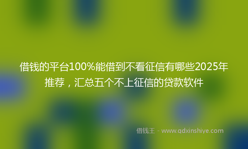 借钱的平台100%能借到不看征信有哪些2025年推荐，汇总五个不上征信的贷款软件